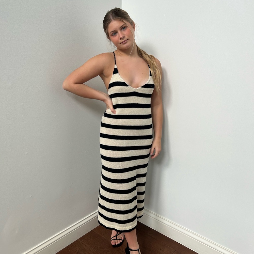 Striped Black and White Maxi Dress